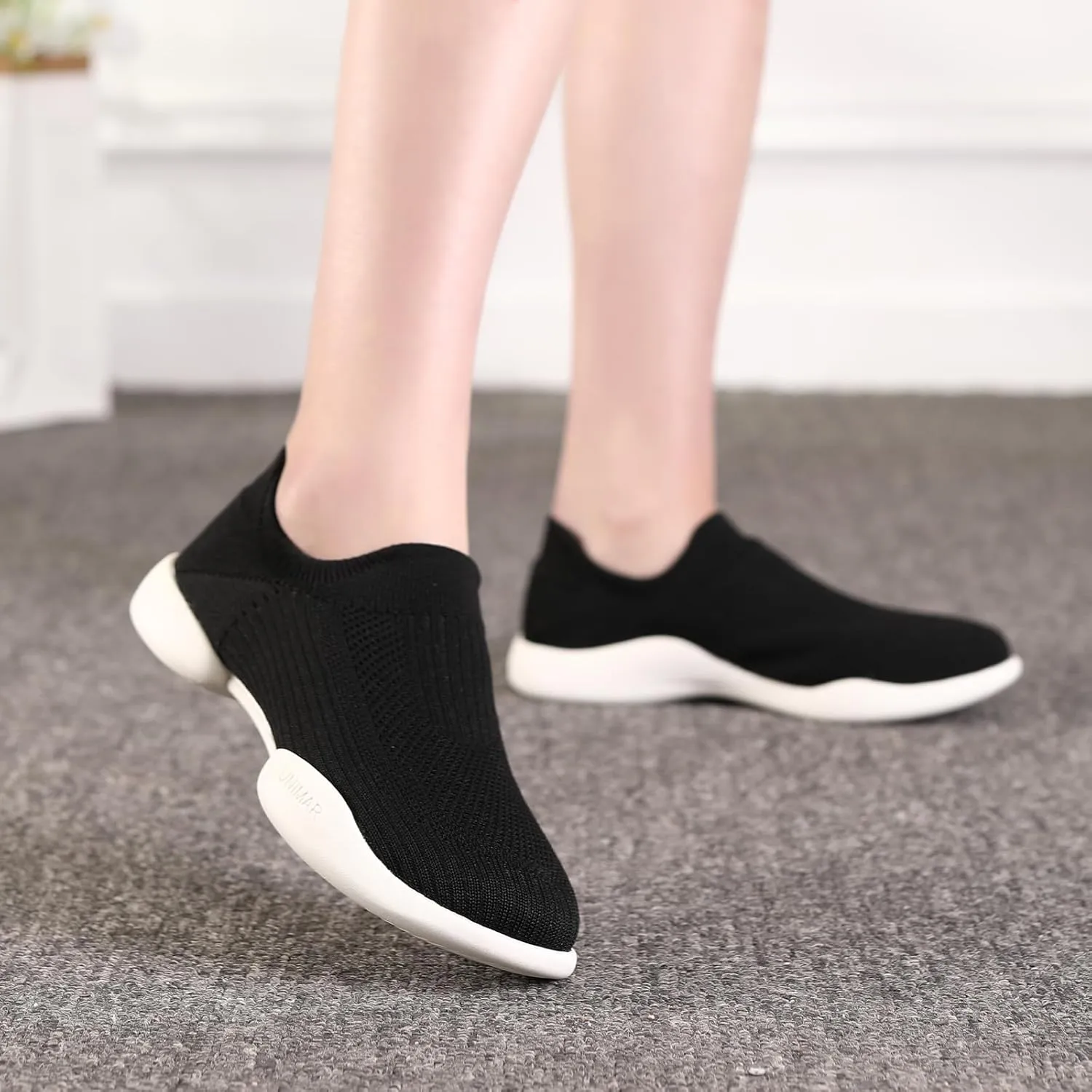HIPPOSEUS Women's Knitted Jazz Dance Sneakers Soft Leisure Jogging Shoes,Model SS