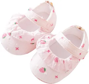 Infant Baby Girls Boys Strawberry Princess Flat Newborn First Walkers Soft Non-Slip Crib Wedding Toddler Water Shoes