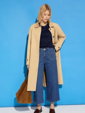 Jena Organic Cotton Stretch Wide Crop Jeans | Washed Indigo