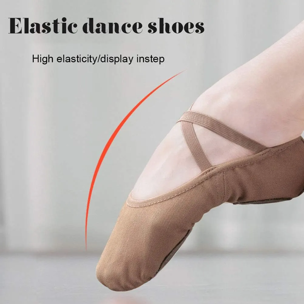 JUODVMP Stretch Canvas Ballet Shoes for Girls/Toddlers/Kids/Women Ballet Slippers Ballet Flats Yoga Dance Shoes,Model TJBL