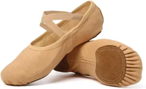 JUODVMP Stretch Canvas Ballet Shoes for Girls/Toddlers/Kids/Women Ballet Slippers Ballet Flats Yoga Dance Shoes,Model TJBL