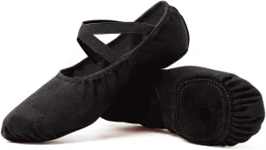 JUODVMP Stretch Canvas Ballet Shoes for Girls/Toddlers/Kids/Women Ballet Slippers Ballet Flats Yoga Dance Shoes,Model TJBL