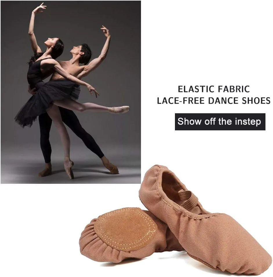 JUODVMP Stretch Canvas Ballet Shoes for Girls/Toddlers/Kids/Women Ballet Slippers Ballet Flats Yoga Dance Shoes,Model TJBL