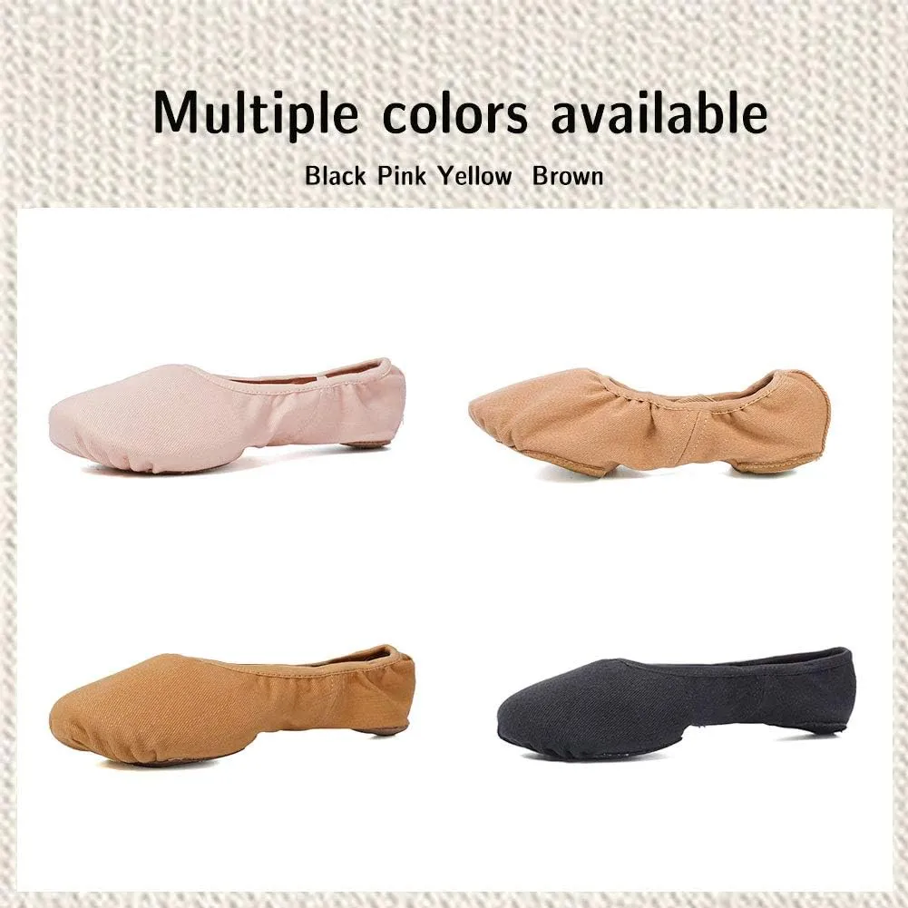 JUODVMP Stretch Canvas Ballet Shoes for Girls/Toddlers/Kids/Women Ballet Slippers Ballet Flats Yoga Dance Shoes,Model TJBL