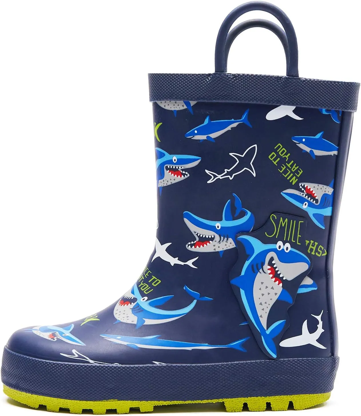 K KomForme Kids Rain Boots Waterproof Printed Rubber boots with Handles