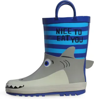 K KomForme Kids Rain Boots Waterproof Printed Rubber boots with Handles