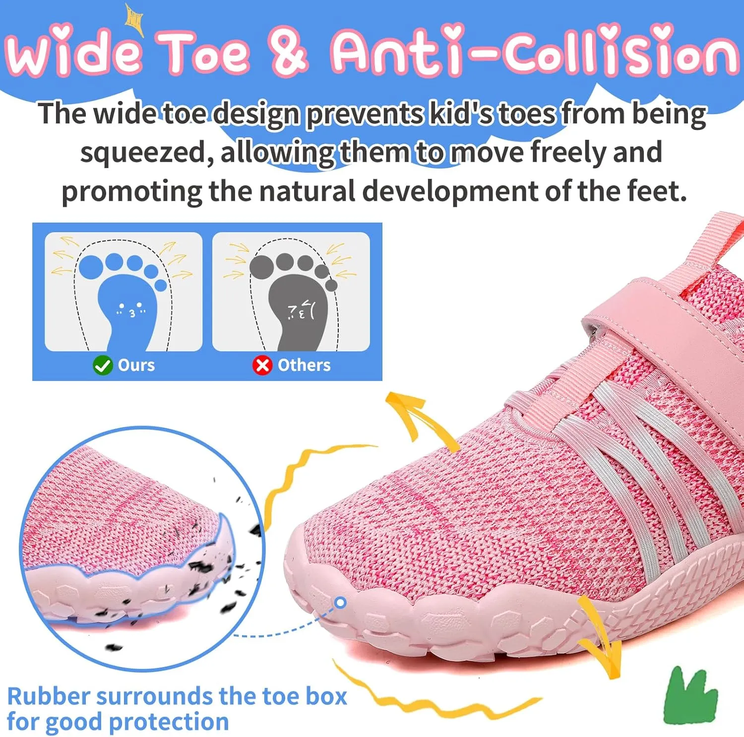 Kids Barefoot Shoes Boys Girls Footwear Toddler Shoes Wide Toe Box Hiking Flexible Zero Drop Sole Minimalist Sneakers Lightweight Breathable Slip On Running Tennis for Indoor Outdoor Little Big Kid