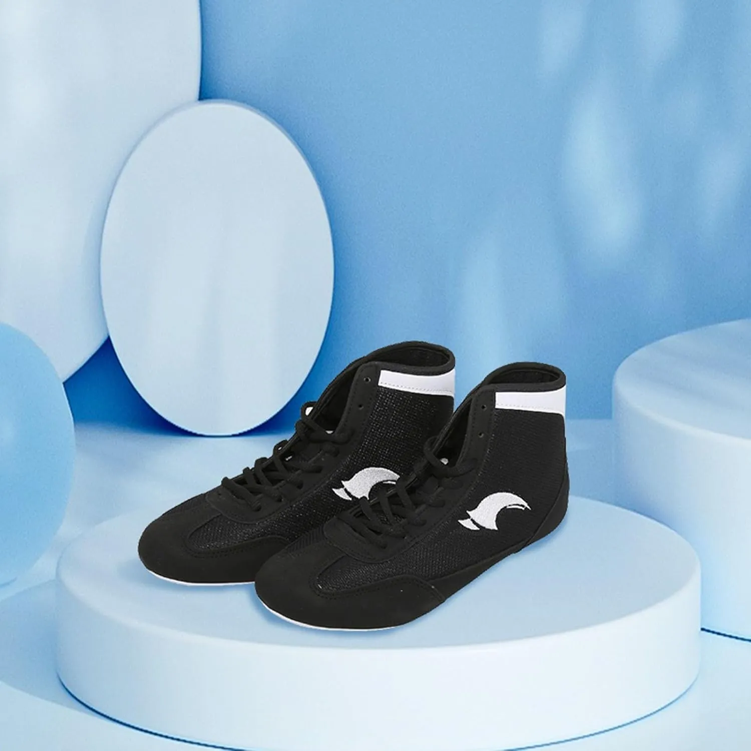 Kids Boys Boxing Shoes Lace-up High Top Training Wrestling Shoes for Boys Competition Training Shoes Youth