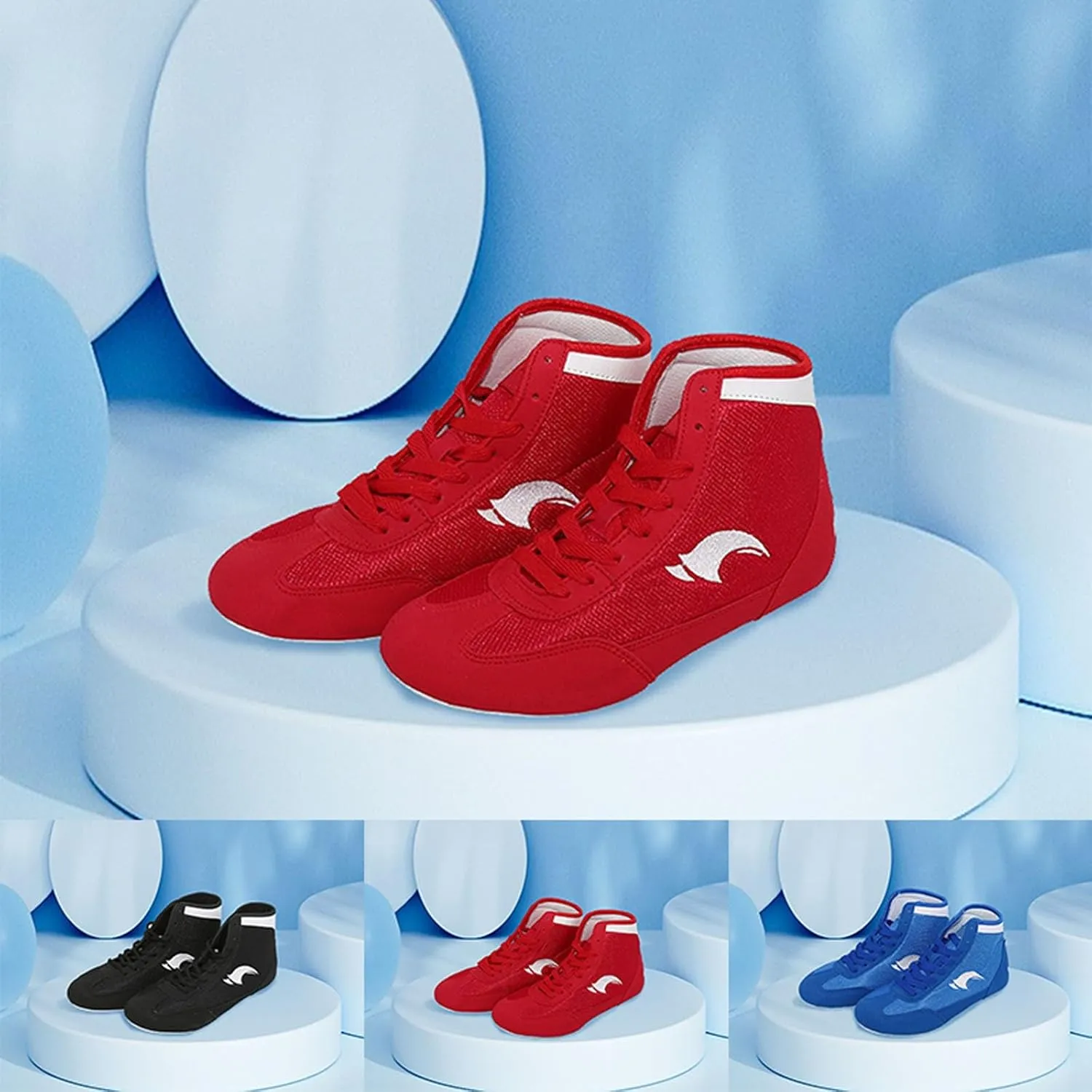 Kids Boys Boxing Shoes Lace-up High Top Training Wrestling Shoes for Boys Competition Training Shoes Youth