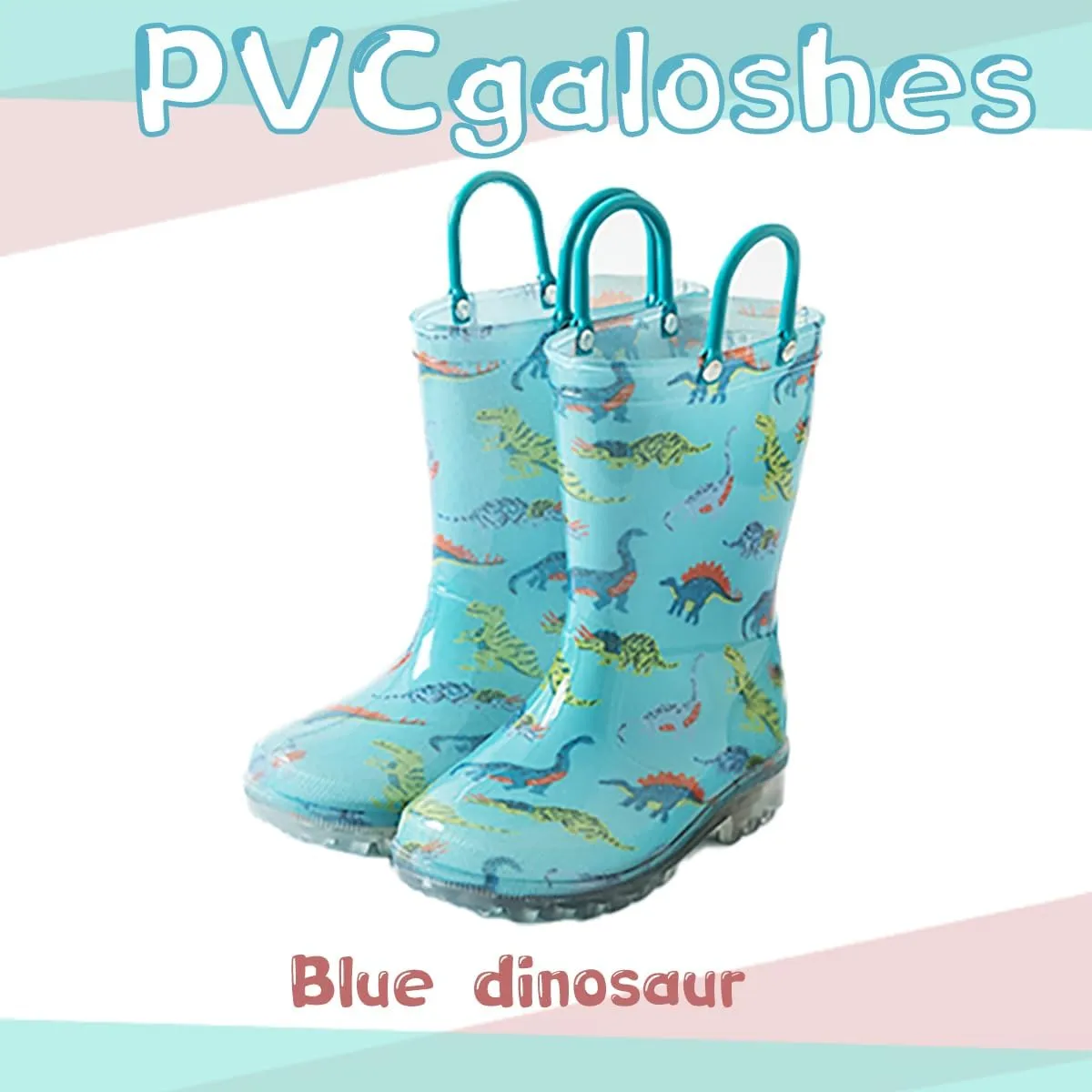 Kids Rain Boots, Waterproof Light up Rain Boots with Easy-on Handles for Boys and Girls