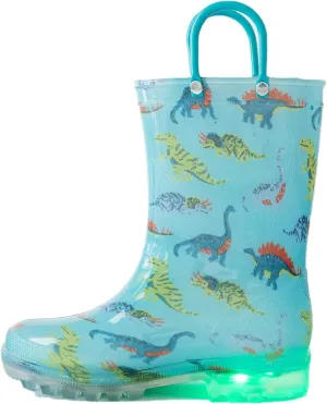 Kids Rain Boots, Waterproof Light up Rain Boots with Easy-on Handles for Boys and Girls