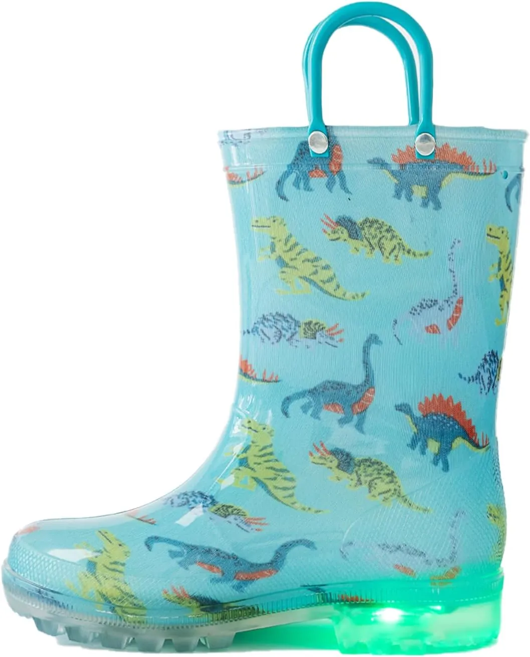 Kids Rain Boots, Waterproof Light up Rain Boots with Easy-on Handles for Boys and Girls