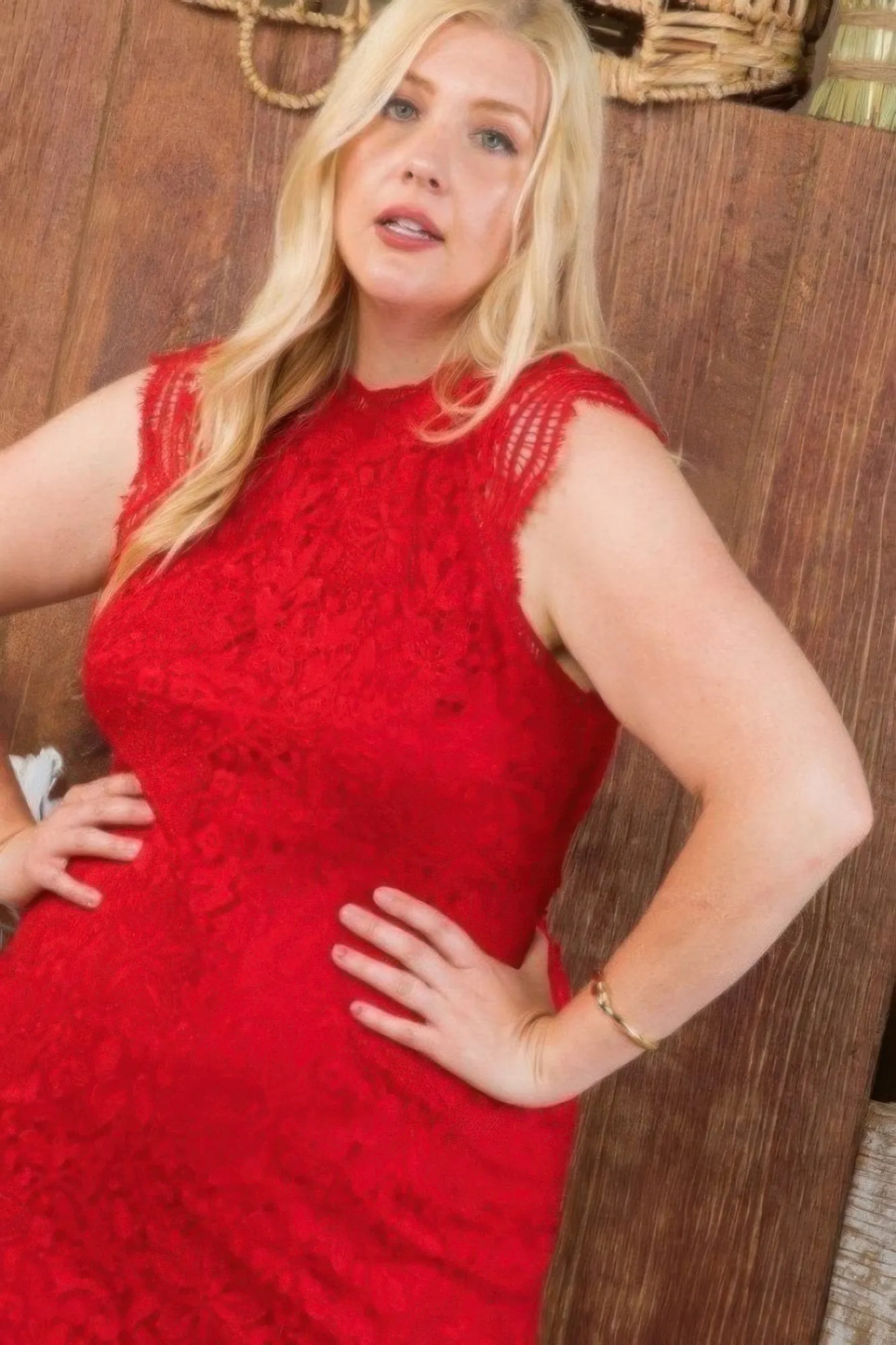 Lace Crochet Mini Raglan Dress With Zipper Back (Plus Size)
