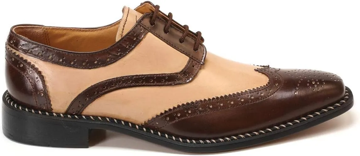 LIBERTYZENO Mens Genuine Leather Adults Wingtip Lace Up Oxford Dress Shoes for Easter Gift