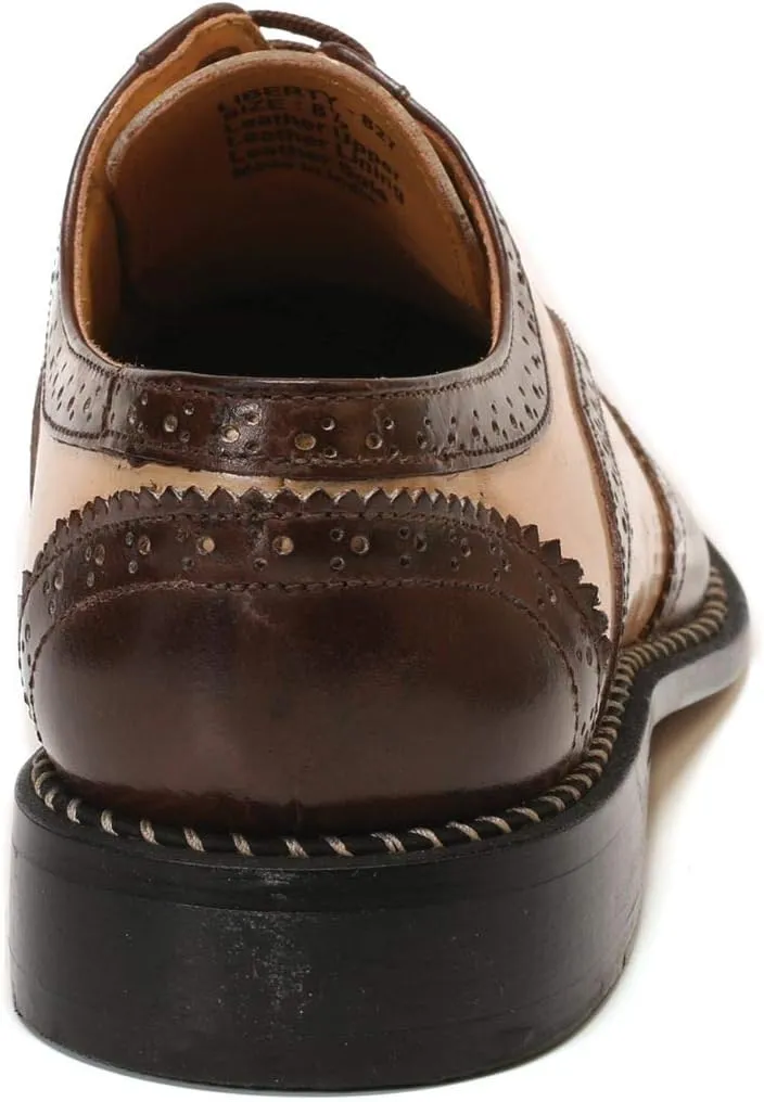 LIBERTYZENO Mens Genuine Leather Adults Wingtip Lace Up Oxford Dress Shoes for Easter Gift