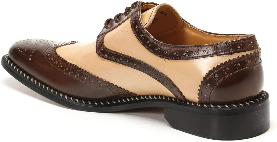 LIBERTYZENO Mens Genuine Leather Adults Wingtip Lace Up Oxford Dress Shoes for Easter Gift