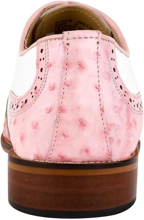 LIBERTYZENO Mens Ostrich Print Genuine Leather Adults Oxford Lace Up Dress Shoes for Prom Graduation