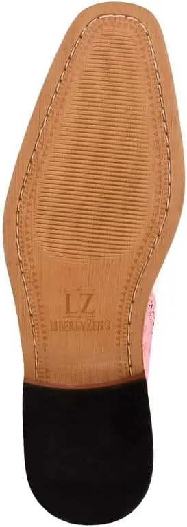 LIBERTYZENO Mens Ostrich Print Genuine Leather Adults Oxford Lace Up Dress Shoes for Prom Graduation
