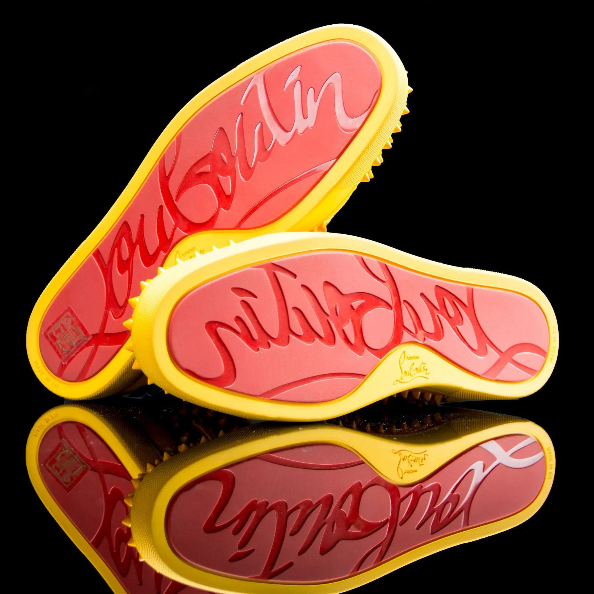 Louis Flat Spikes Suede Yellow
