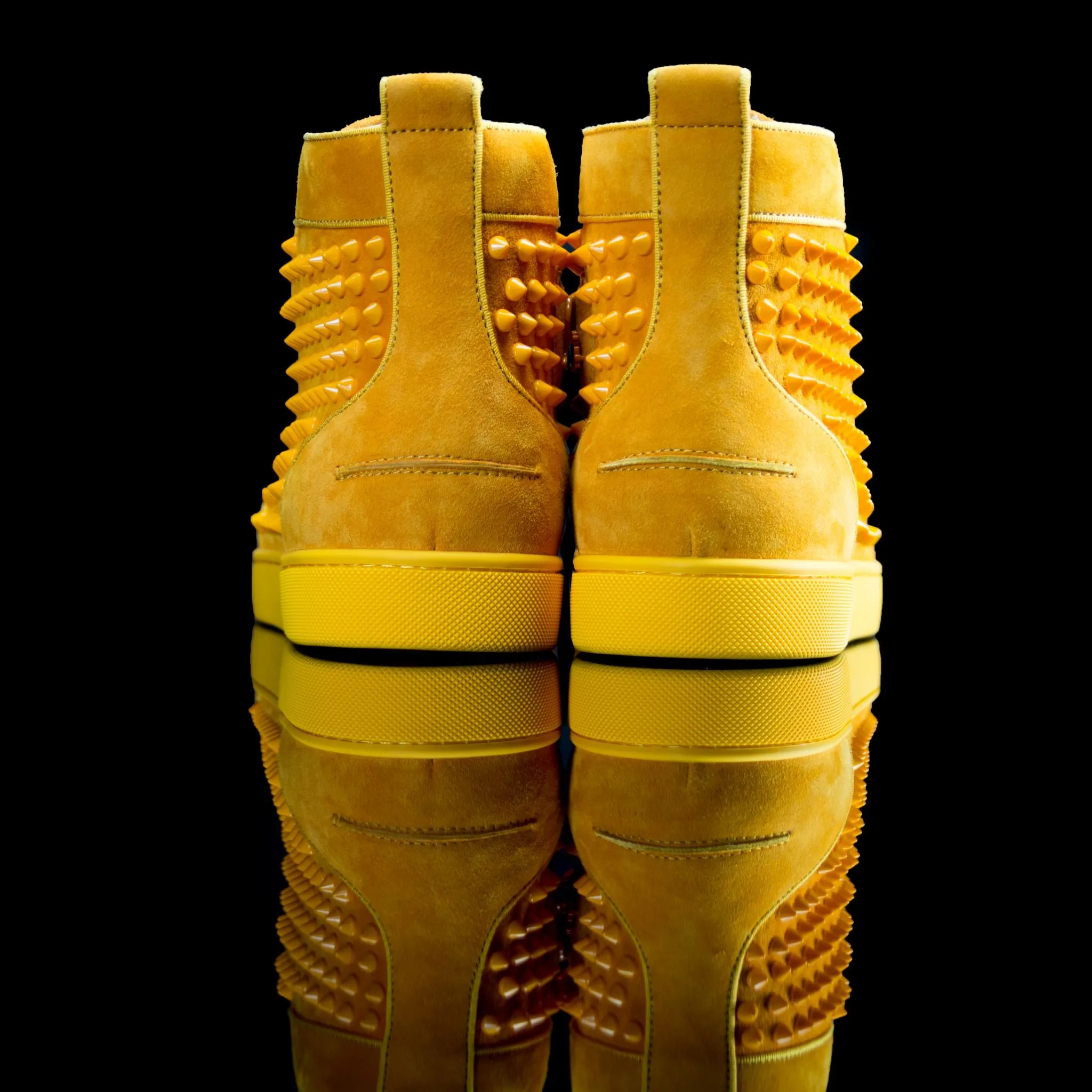 Louis Flat Spikes Suede Yellow