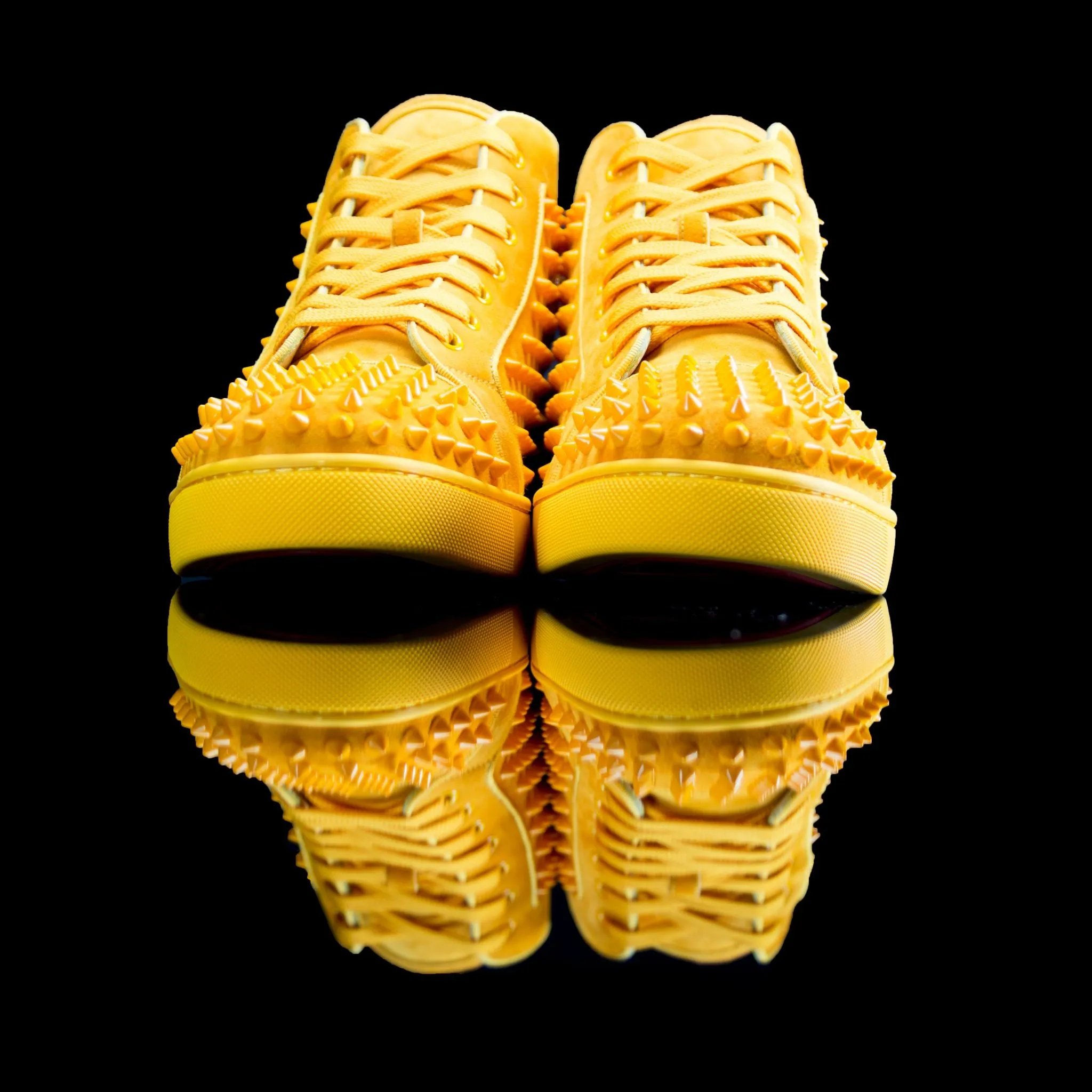 Louis Flat Spikes Suede Yellow