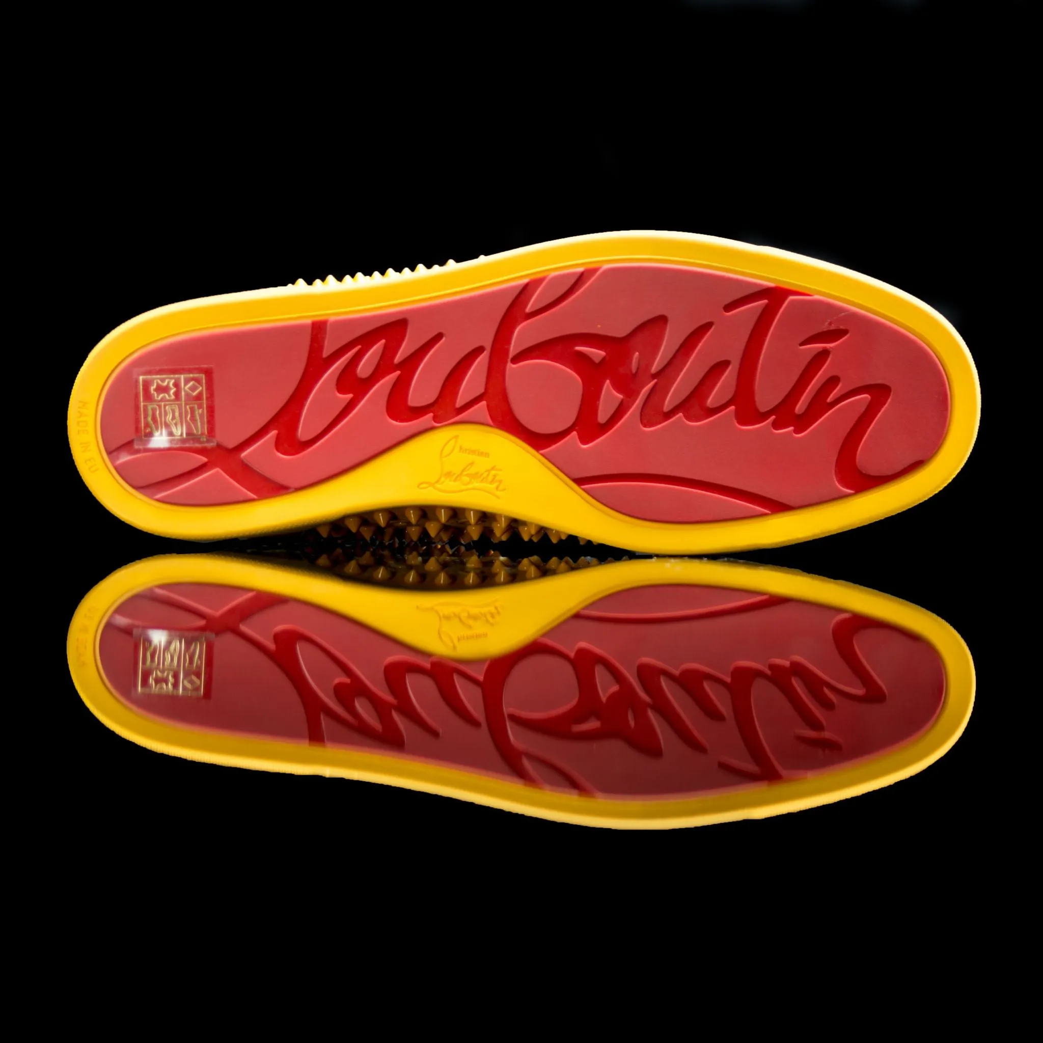 Louis Flat Spikes Suede Yellow