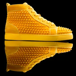 Louis Flat Spikes Suede Yellow