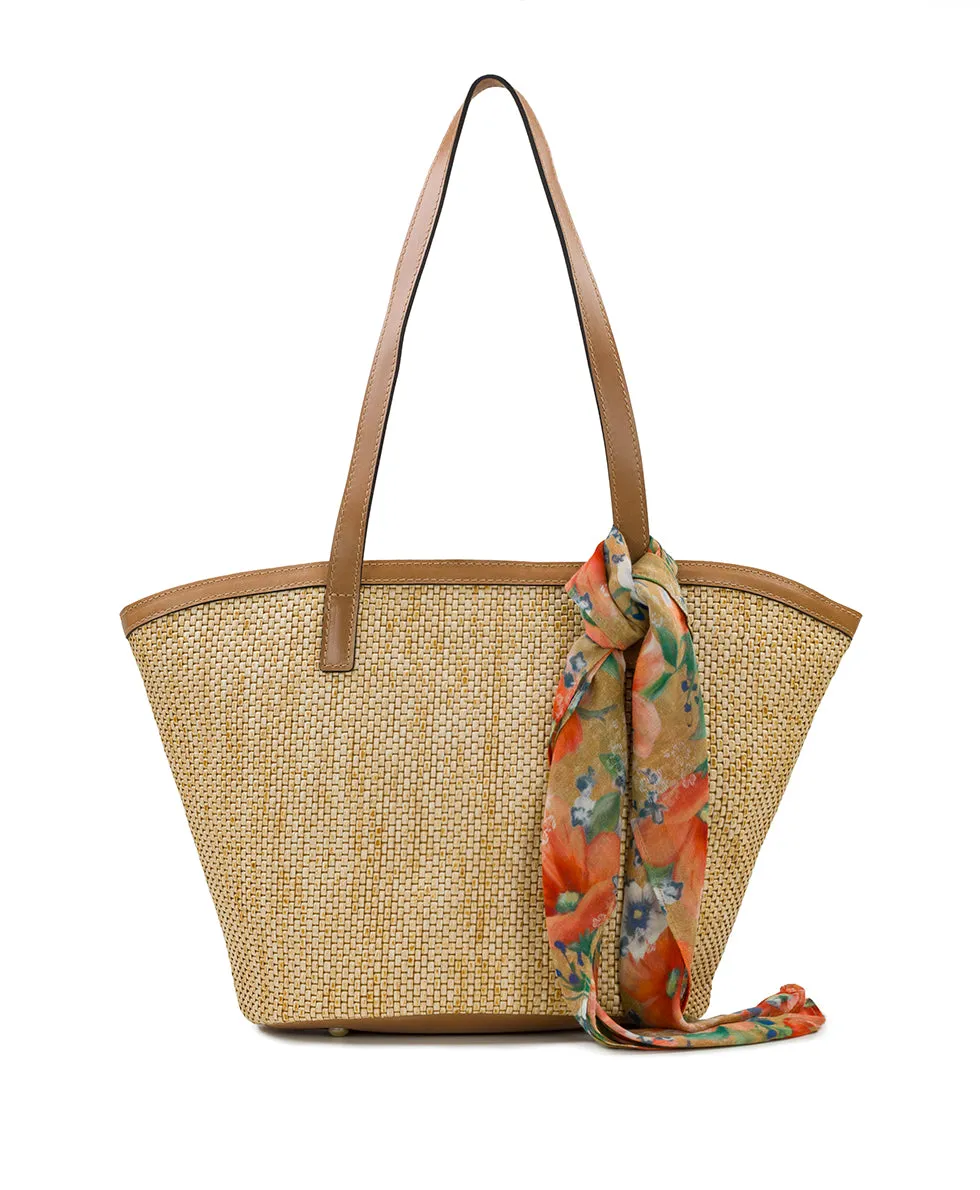Marconia Tote with Apricot Blossoms Scarf - Burnished Woven