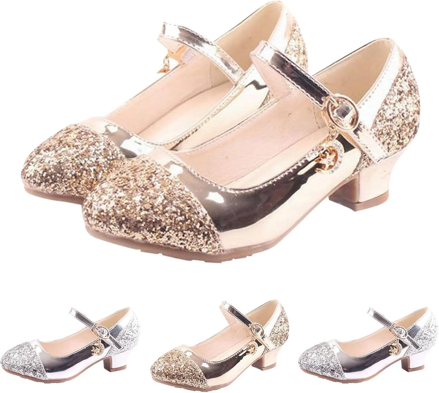 Mary Jane Pumps Shoes for Kids Little Girls Princess Ankle Strap Low Heels School Pary Wedding Performance Shoes