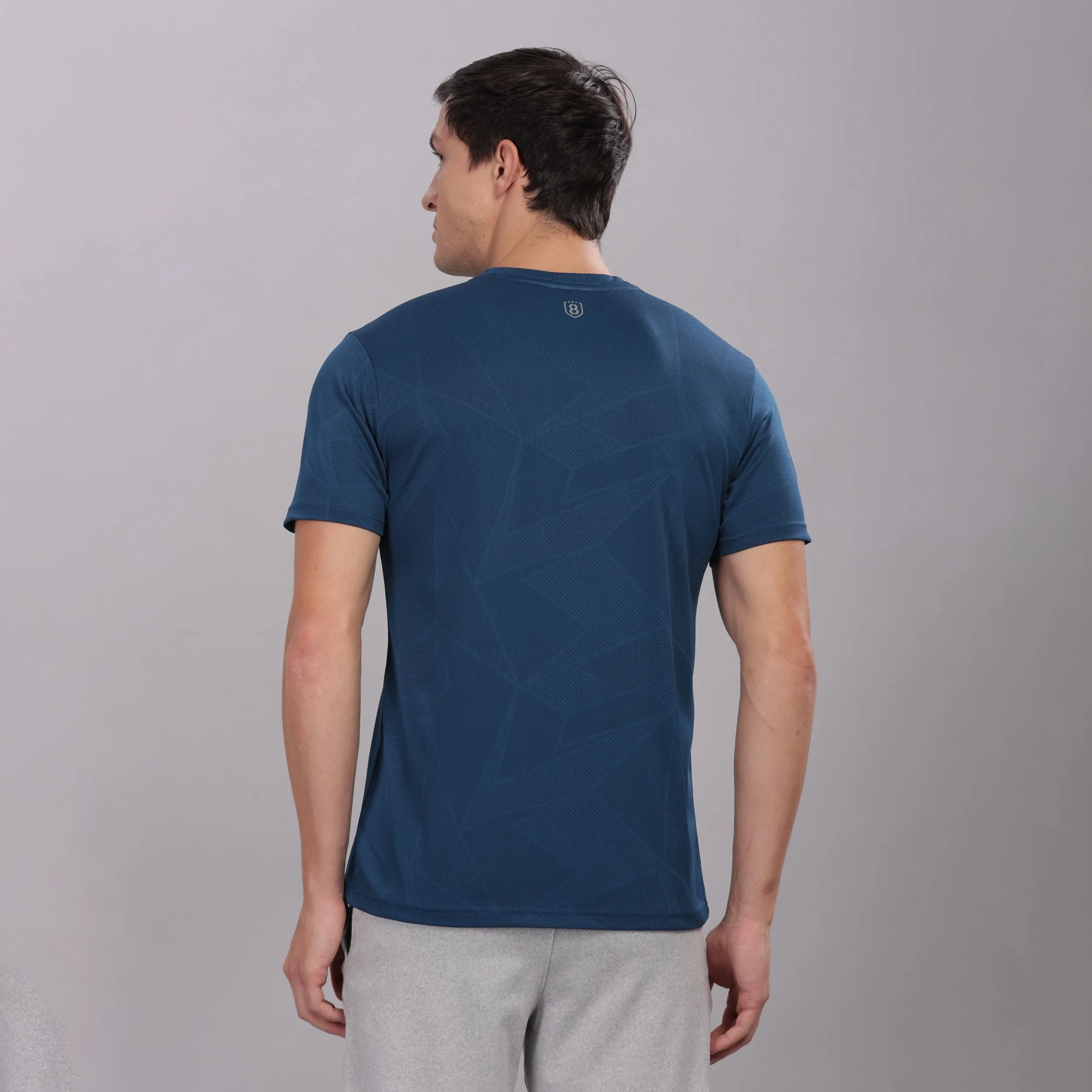 Men's Round Neck Super Smooth Self Design Wrinkle Resistant T shirt
