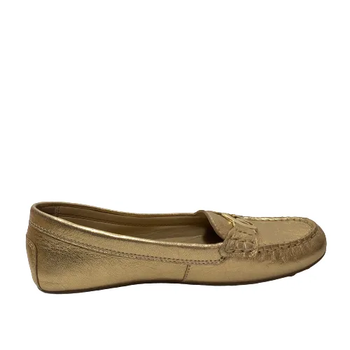 Michael Kors Gold Pebbled Leather Loafers | Pre Loved |