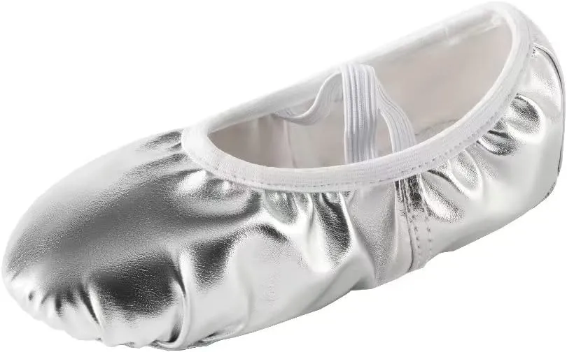 missfiona PU Leather Ballet Shoes Women Belly Slippers Dance Shoes Adult Split-Sole Gymnastics Flat