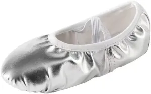 missfiona PU Leather Ballet Shoes Women Belly Slippers Dance Shoes Adult Split-Sole Gymnastics Flat
