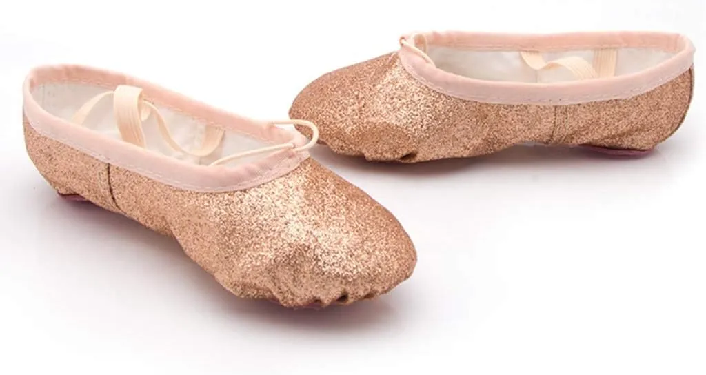 Nexete Ballet Dance Shoes Split-Sole Slipper Flats Ballet Dance PU Leather Shoes for Toddler Girl Kid Women