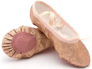 Nexete Ballet Dance Shoes Split-Sole Slipper Flats Ballet Dance PU Leather Shoes for Toddler Girl Kid Women