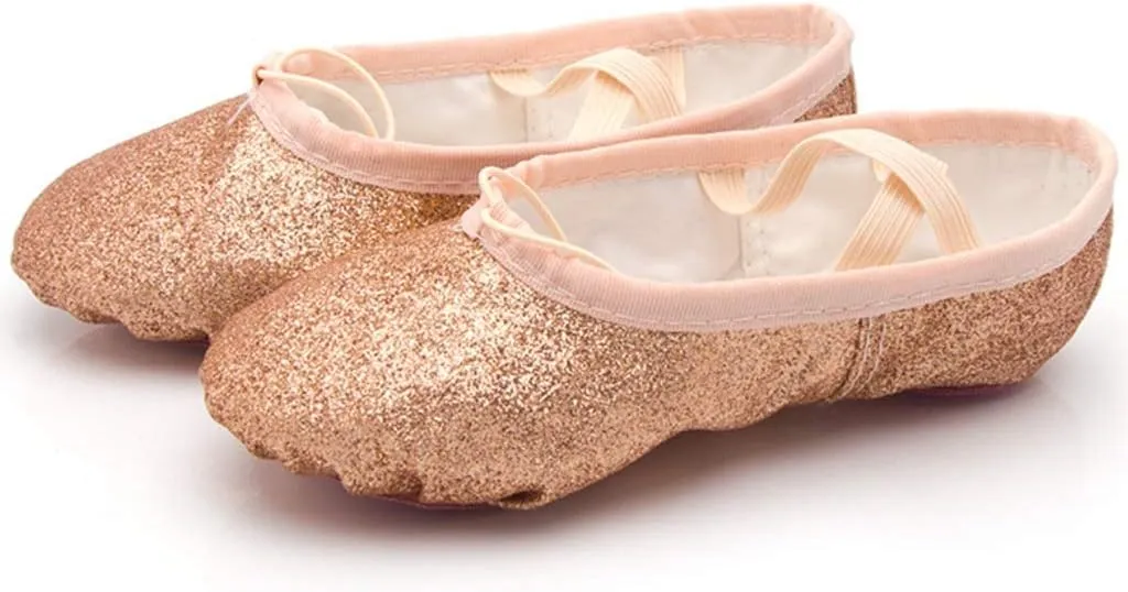 Nexete Ballet Dance Shoes Split-Sole Slipper Flats Ballet Dance PU Leather Shoes for Toddler Girl Kid Women