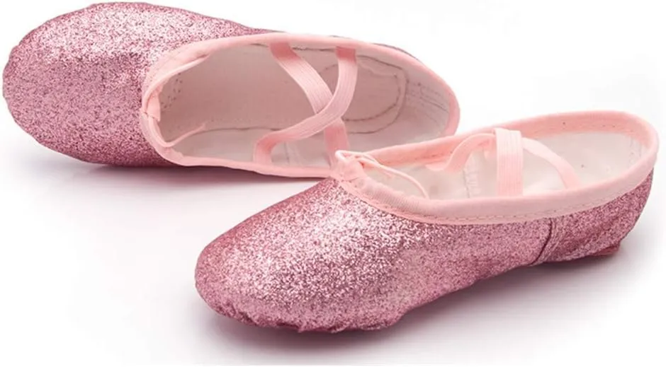 Nexete Ballet Dance Shoes Split-Sole Slipper Flats Ballet Dance PU Leather Shoes for Toddler Girl Kid Women
