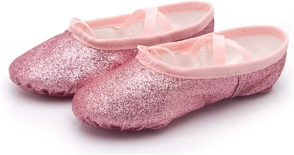 Nexete Ballet Dance Shoes Split-Sole Slipper Flats Ballet Dance PU Leather Shoes for Toddler Girl Kid Women
