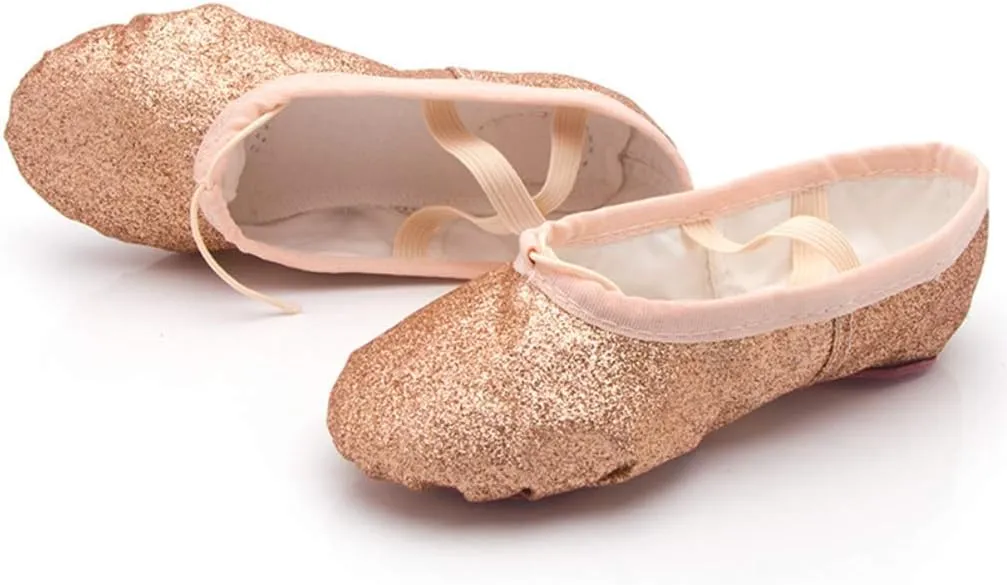Nexete Ballet Dance Shoes Split-Sole Slipper Flats Ballet Dance PU Leather Shoes for Toddler Girl Kid Women