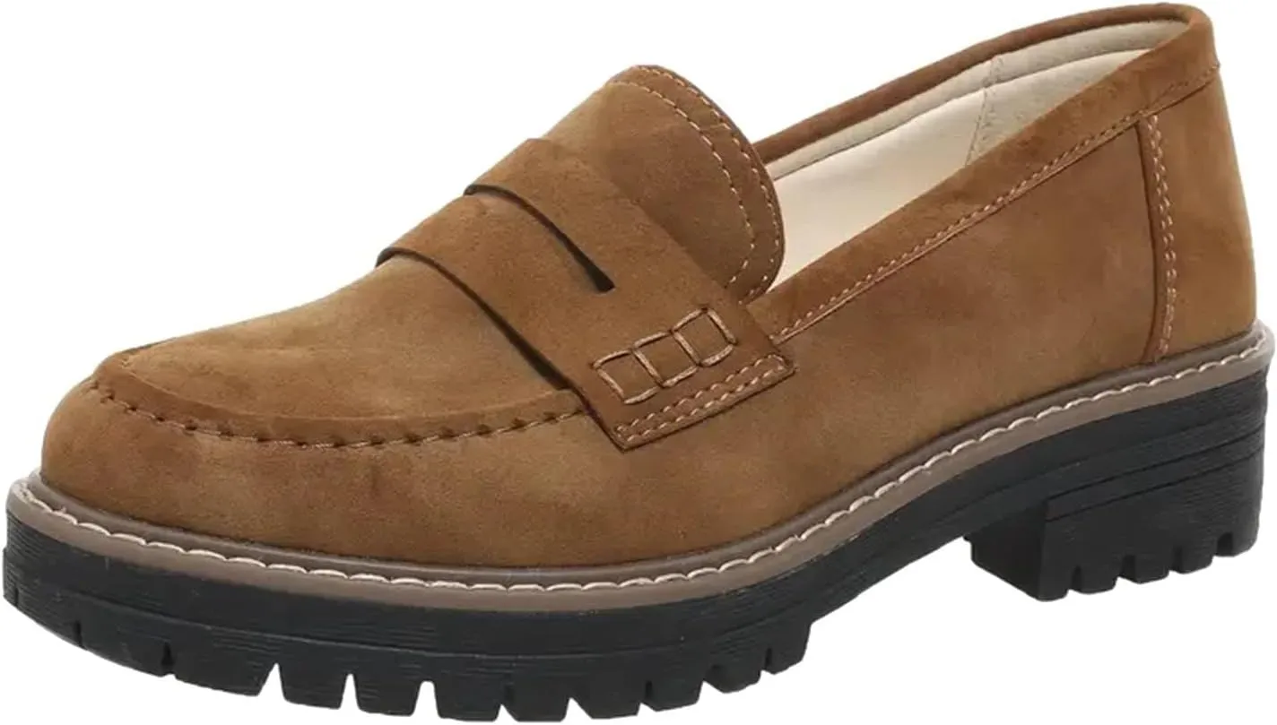 Orthoture-Orthopedic Platform Loafers Women's Slip on Penny Shoes Comfy Suede Platform Chunky Moccasin Shoes