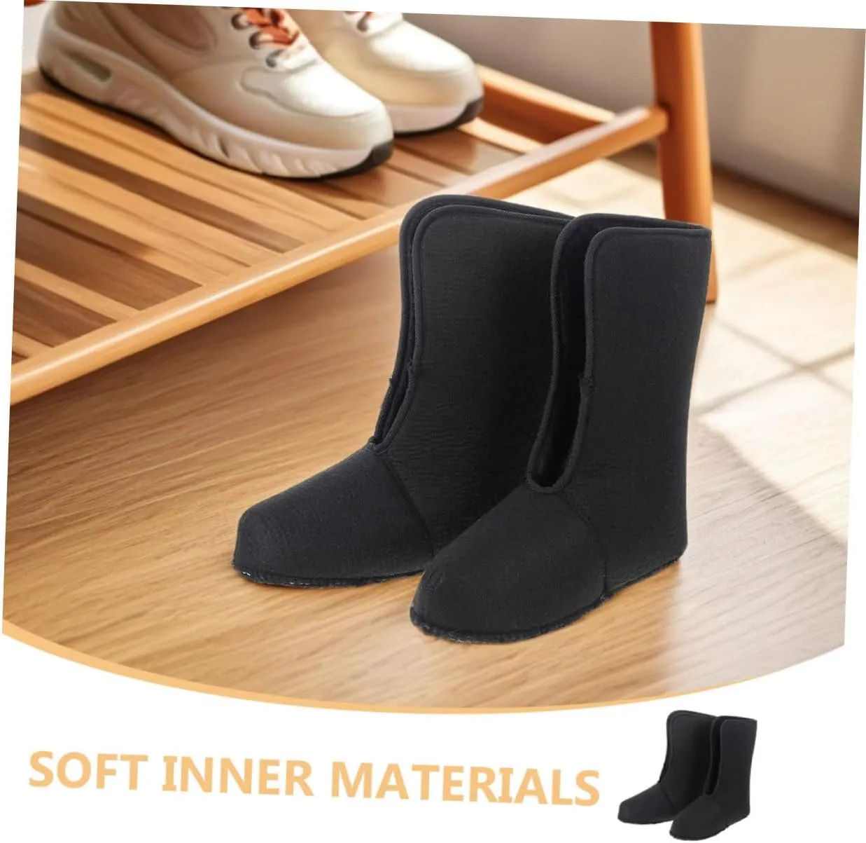POPETPOP Men's Winter Snow Boot Inner Lids Insulated Warm Comfortable Liners for Snowshoes Non Slip Waterproof Design