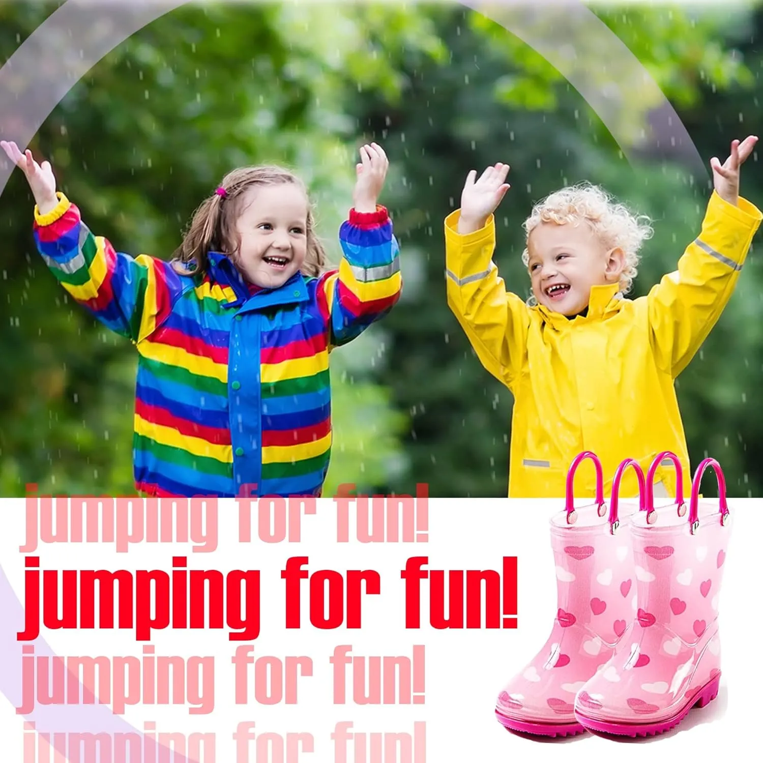 Puddle Play Toddler and Kids Waterproof PVC Rain Boots with Easy-On Handles  Lightweight Slip-Resistant Outdoor Boots for Boys and Girls