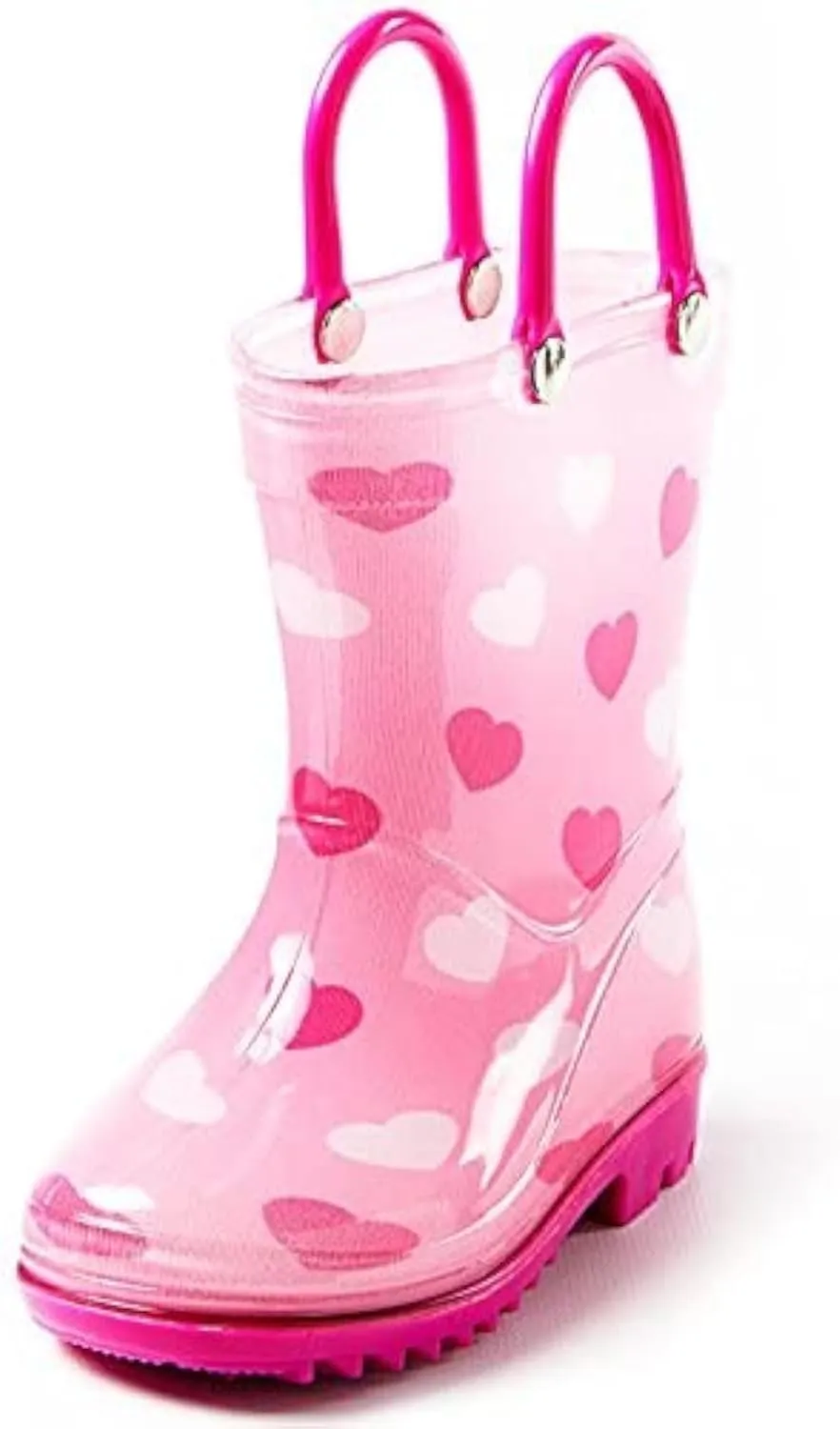 Puddle Play Toddler and Kids Waterproof PVC Rain Boots with Easy-On Handles  Lightweight Slip-Resistant Outdoor Boots for Boys and Girls