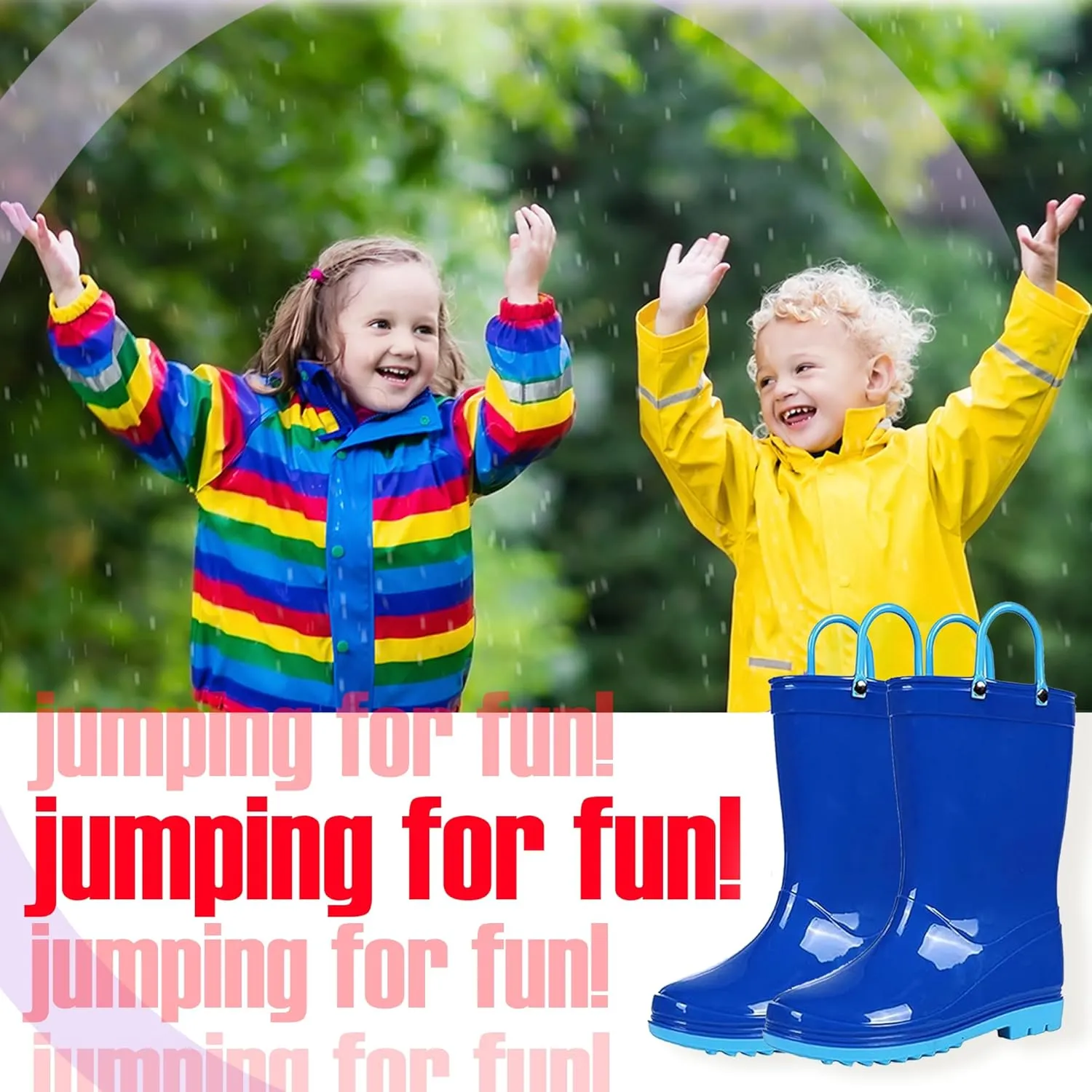 Puddle Play Toddler and Kids Waterproof PVC Rain Boots with Easy-On Handles  Lightweight Slip-Resistant Outdoor Boots for Boys and Girls