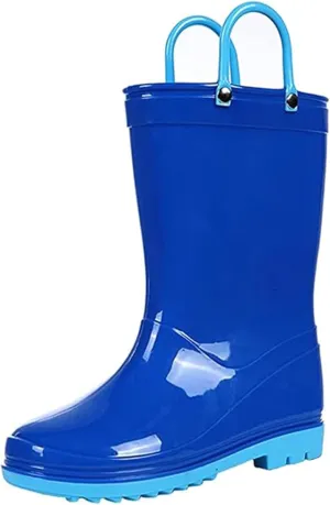 Puddle Play Toddler and Kids Waterproof PVC Rain Boots with Easy-On Handles  Lightweight Slip-Resistant Outdoor Boots for Boys and Girls
