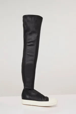 Rick Owens Knee High Stocking Sneaks in Black/Milk/Milk