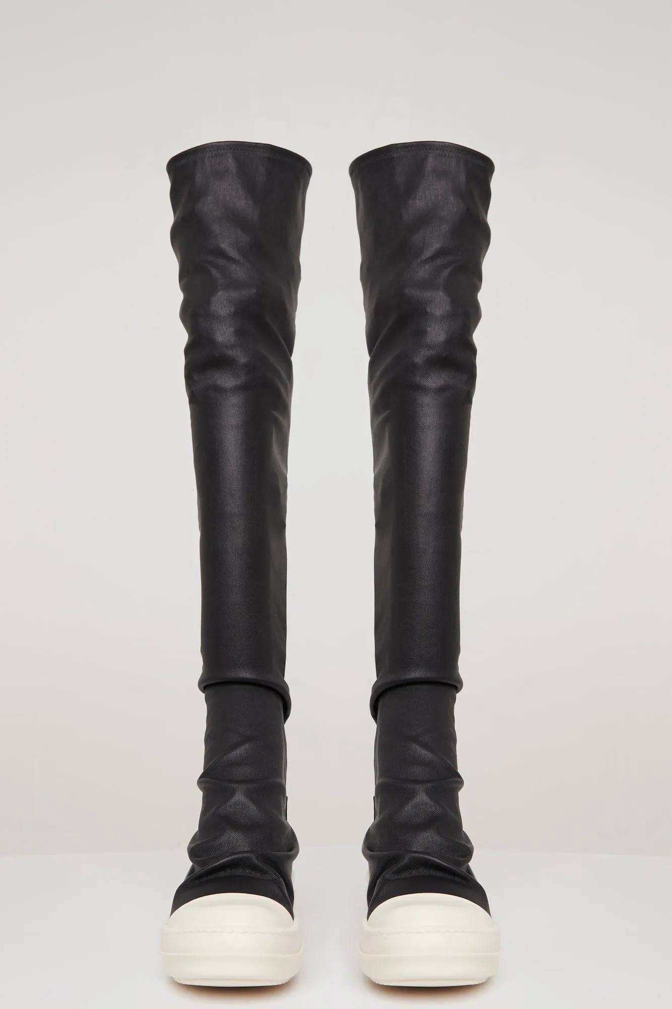 Rick Owens Knee High Stocking Sneaks in Black/Milk/Milk