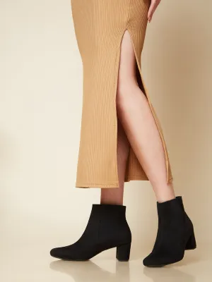 Rocia By Regal Black Women Suede Ankle Length Block Heel Boots