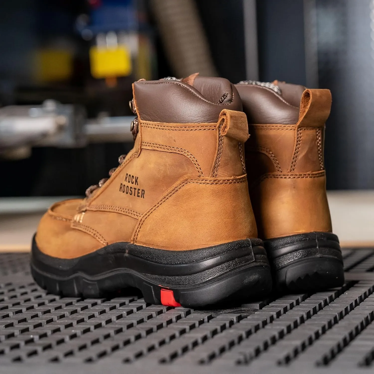 ROCKROOSTER Steel Toe Work Boots for Men, 6 Inch Wide Lace up ASTM F2413-18 EH Durable Moc Toe Work Boot(AK370)