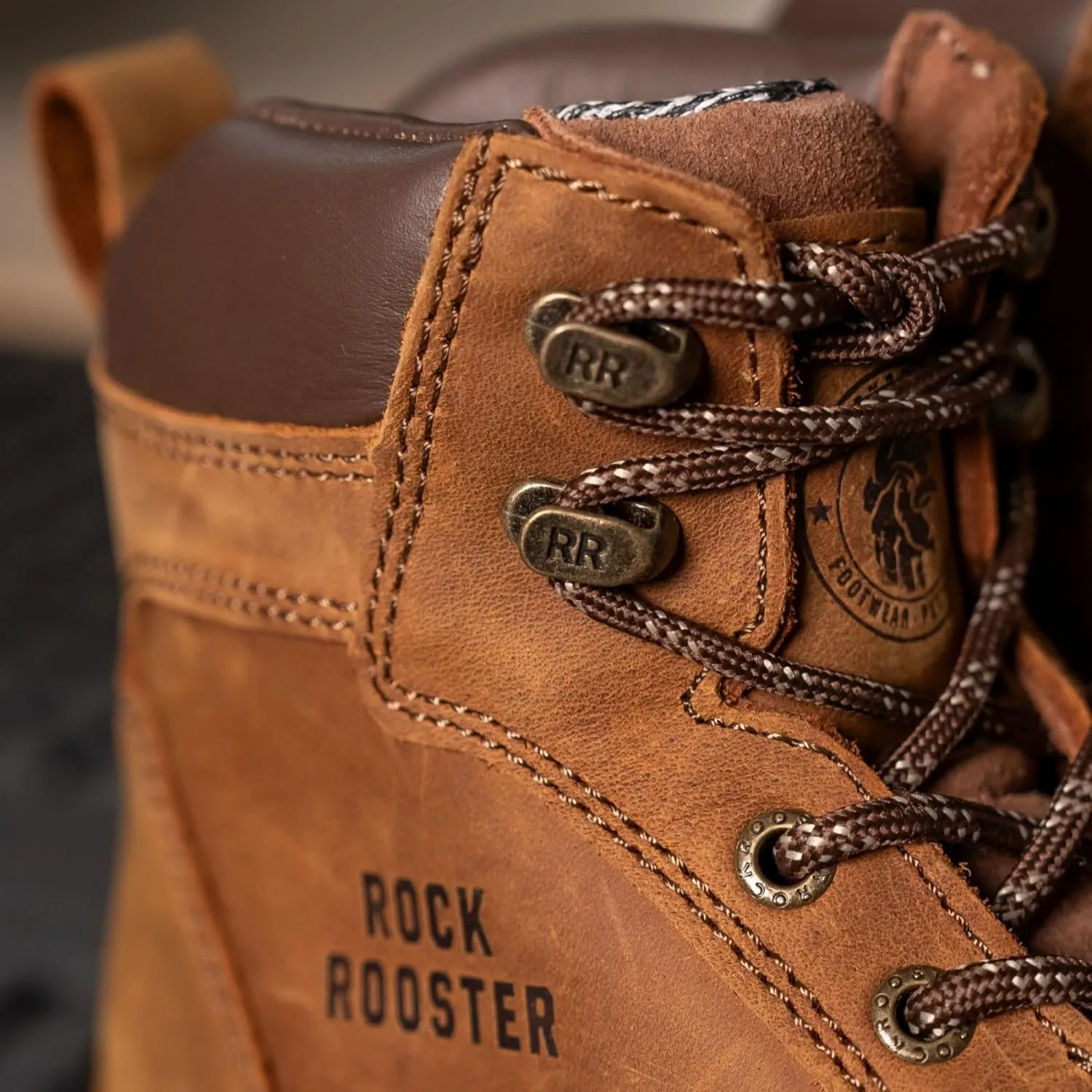ROCKROOSTER Steel Toe Work Boots for Men, 6 Inch Wide Lace up ASTM F2413-18 EH Durable Moc Toe Work Boot(AK370)